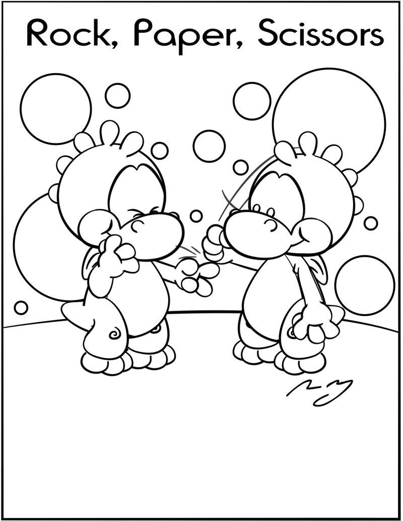 Coloring page: Rock, Paper, Scissors